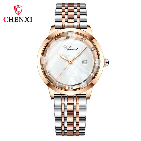 Women's Fashion Square Alloy Case Stainless Steel Band Waterproof Diamond Inlaid Watch