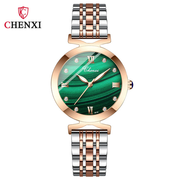 Women's Fashion Square Alloy Case Stainless Steel Band Waterproof Diamond Inlaid Watch