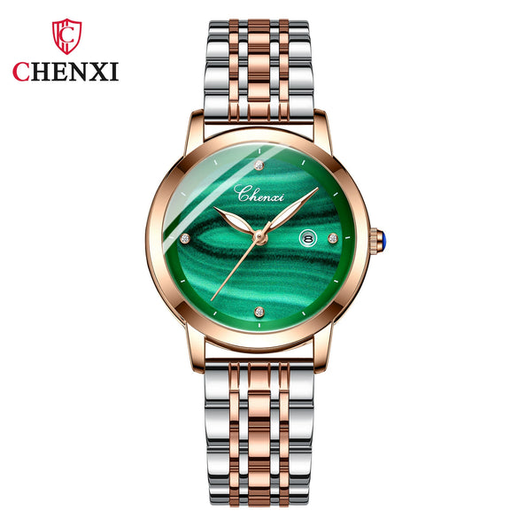 Women's Fashion Square Alloy Case Stainless Steel Band Waterproof Diamond Inlaid Watch