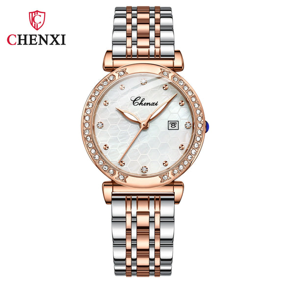 Women's Fashion Square Alloy Case Stainless Steel Band Waterproof Diamond Inlaid Watch