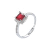 Women's Fashion Square Diamond Ring With Multicolor Zircon Copper Open Ring Jewelry Geometric Style
