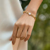 Women's Fashion Square Geometric Zircon Inlaid Stainless Steel Bracelet With 18K Gold Vacuum Plating