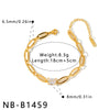 Women's Fashion Square Geometric Zircon Inlaid Stainless Steel Bracelet With 18K Gold Vacuum Plating