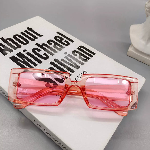 Women's Fashion Square Small Frame Fluorescent Green Sunglasses With Full Frame In Light Luxury Style Frame Material Pc Lens Material Resin