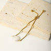 Women's Fashion Square Stainless Steel Natural Shell Bead Bracelet With Pvdp Furnace Real Gold Treatment