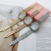 Women's Fashion Square Starry Quartz Alloy And Stainless Steel Watch With Diamond Embedded And Spiral Crown