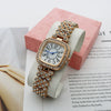 Women's Fashion Square Starry Quartz Alloy And Stainless Steel Watch With Diamond Embedded And Spiral Crown