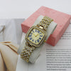 Women's Fashion Square Starry Quartz Alloy And Stainless Steel Watch With Diamond Embedded And Spiral Crown