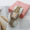 Women's Fashion Square Starry Quartz Alloy And Stainless Steel Watch With Diamond Embedded And Spiral Crown