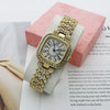 Women's Fashion Square Starry Quartz Alloy And Stainless Steel Watch With Diamond Embedded And Spiral Crown