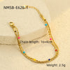 Women's Fashion Stainless Steel And 18K Gold Stacked Bracelets With Colorful Rice Beads And Electroplating Treatment