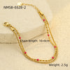 Women's Fashion Stainless Steel And 18K Gold Stacked Bracelets With Colorful Rice Beads And Electroplating Treatment