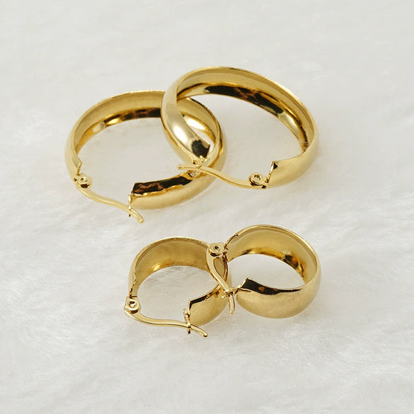Women's Fashion Stainless Steel And 316L Stainless Steel Exaggerated Round Buckle Earrings With Geometric Style And Electroplating Treatment