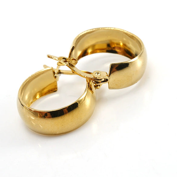 Women's Fashion Stainless Steel And 316L Stainless Steel Exaggerated Round Buckle Earrings With Geometric Style And Electroplating Treatment