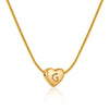 Women's Fashion 316L Stainless Steel And 316L Stainless Steel Heart And Letter Pendant Snake Bone Chain Necklace With Electroplating
