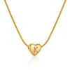 Women's Fashion 316L Stainless Steel And 316L Stainless Steel Heart And Letter Pendant Snake Bone Chain Necklace With Electroplating