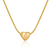 Women's Fashion 316L Stainless Steel And 316L Stainless Steel Heart And Letter Pendant Snake Bone Chain Necklace With Electroplating