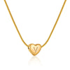 Women's Fashion 316L Stainless Steel And 316L Stainless Steel Heart And Letter Pendant Snake Bone Chain Necklace With Electroplating