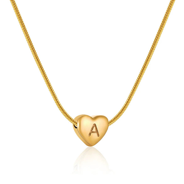 Women's Fashion 316L Stainless Steel And 316L Stainless Steel Heart And Letter Pendant Snake Bone Chain Necklace With Electroplating