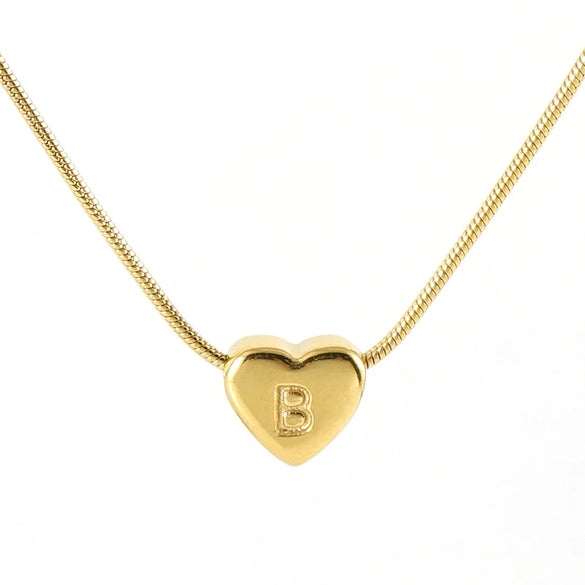 Women's Fashion 316L Stainless Steel And 316L Stainless Steel Heart And Letter Pendant Snake Bone Chain Necklace With Electroplating