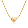 Women's Fashion 316L Stainless Steel And 316L Stainless Steel Heart And Letter Pendant Snake Bone Chain Necklace With Electroplating