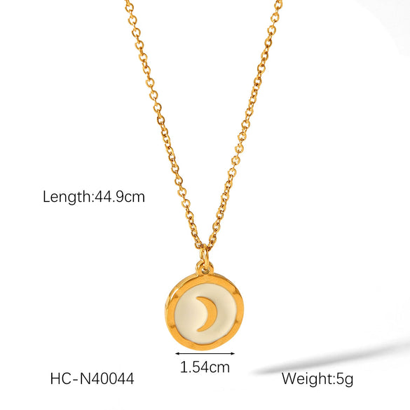 Women's Fashion Stainless Steel And Titanium Steel Necklace With Joker Rose Baimang Star Moon Scallop And Geometric Patterns Electroplated