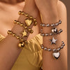 Women's Fashion Stainless Steel Beaded Heart Shaped Geometric Bracelet With 18K Electroplating