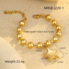 Women's Fashion Stainless Steel Beaded Heart Shaped Geometric Bracelet With 18K Electroplating