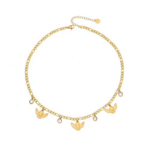 Women's Fashion Stainless Steel Double Tassel Yshaped Cross Necklace With Electroplating