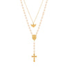 Women's Fashion Stainless Steel Double Tassel Yshaped Cross Necklace With Electroplating