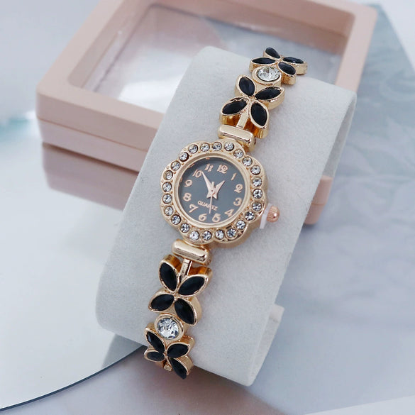 Women's Fashion Stainless Steel Flowershaped Bracelet Watch