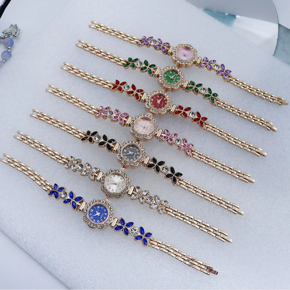 Women's Fashion Stainless Steel Flowershaped Bracelet Watch