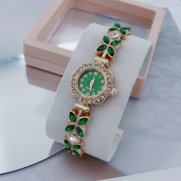 Women's Fashion Stainless Steel Flowershaped Bracelet Watch