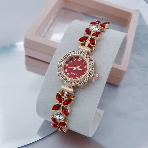 Women's Fashion Stainless Steel Flowershaped Bracelet Watch
