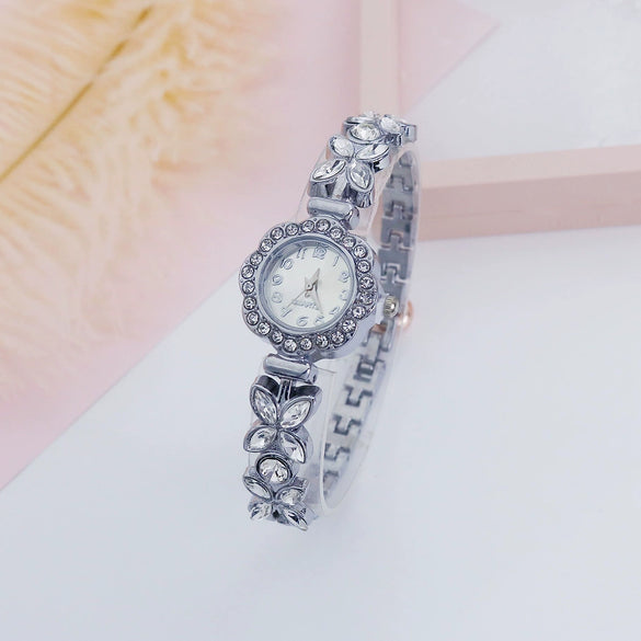 Women's Fashion Stainless Steel Flowershaped Bracelet Watch