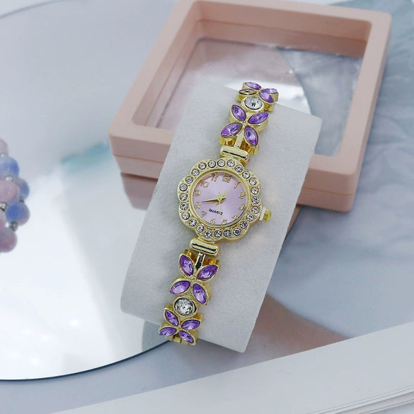 Women's Fashion Stainless Steel Flowershaped Bracelet Watch