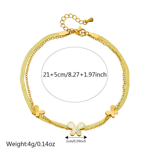 Women's Fashion Stainless Steel Foot Chain With Flower Pattern And Multilayer Stacked Design