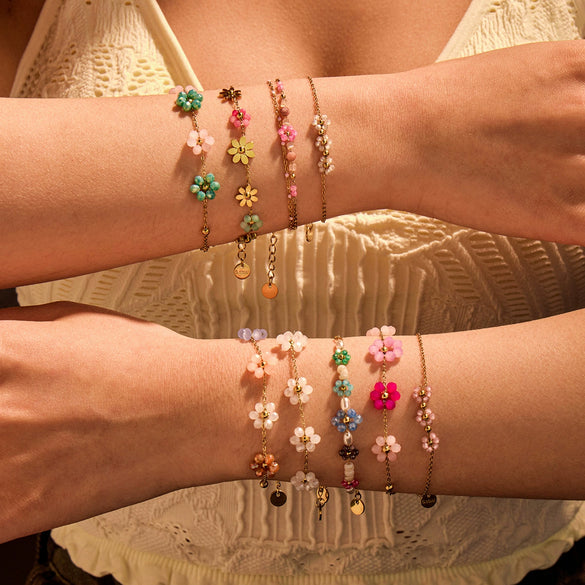 Women's Fashion Stainless Steel Geometric Beaded Bracelet With Electroplating Treatment