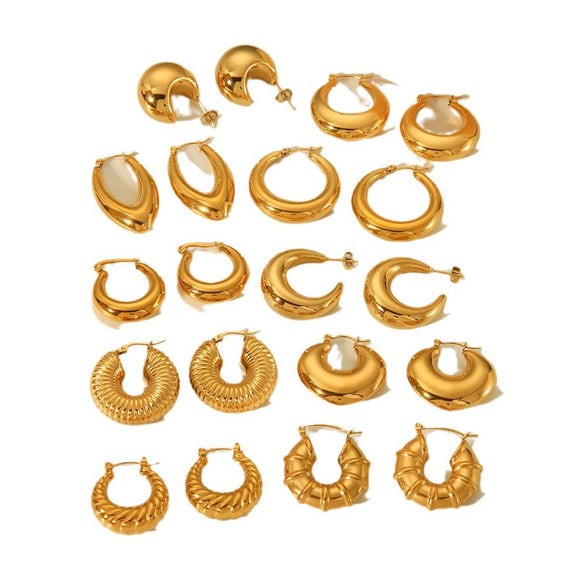 Women's Fashion Stainless Steel Geometric Hollow Electroplated Allmatch Nonfading Earrings