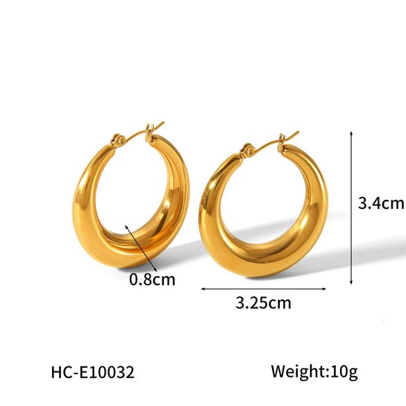 Women's Fashion Stainless Steel Geometric Hollow Electroplated Allmatch Nonfading Earrings