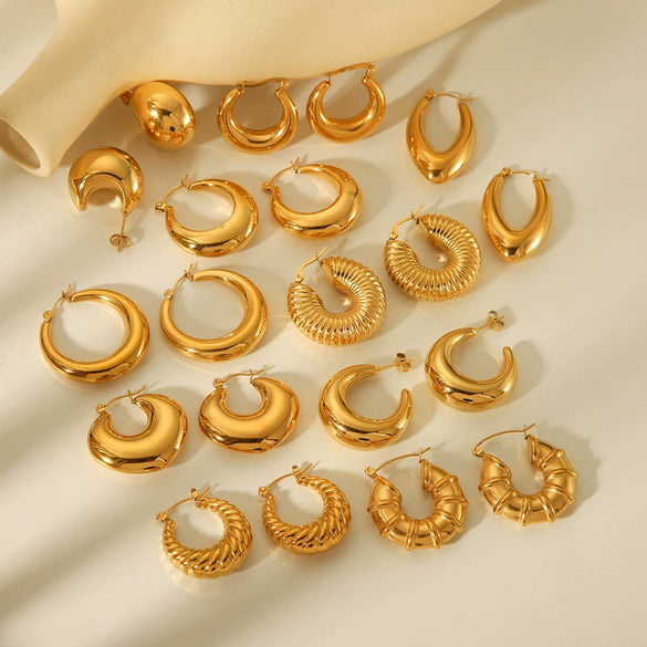Women's Fashion Stainless Steel Geometric Hollow Electroplated Allmatch Nonfading Earrings