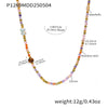 Women's Fashion Stainless Steel Geometric Zircon Tiger Eye Stone Handmade Clavicle Chain Necklace With Electroplating