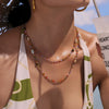 Women's Fashion Stainless Steel Geometric Zircon Tiger Eye Stone Handmade Clavicle Chain Necklace With Electroplating