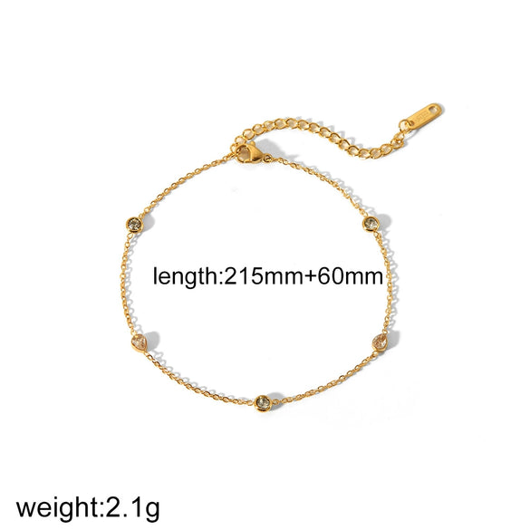 Women's Fashion Stainless Steel Heart Shaped Electroplated Bracelet And Anklet Jewelry