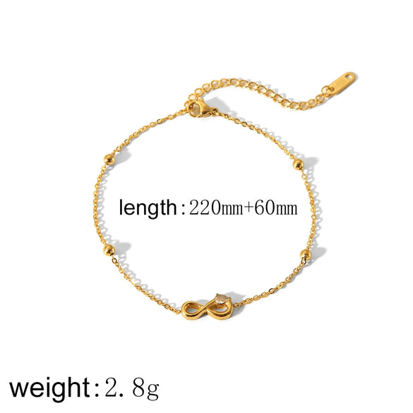Women's Fashion Stainless Steel Heart Shaped Electroplated Bracelet And Anklet Jewelry