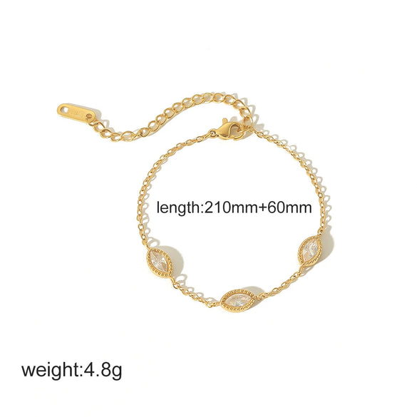 Women's Fashion Stainless Steel Heart Shaped Electroplated Bracelet And Anklet Jewelry