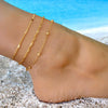 Women's Fashion Stainless Steel Multi Layer Cuban And Snake Chain Anklet With Geometric Design