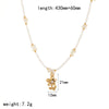 Women's Fashion Stainless Steel Necklace With Electroplating Pearl Chain And Rose Flower Pendant