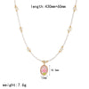 Women's Fashion Stainless Steel Necklace With Electroplating Pearl Chain And Rose Flower Pendant