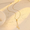 Women's Fashion Stainless Steel Sweater Chain With Water Drop Disc Pendant And Electroplating Treatment